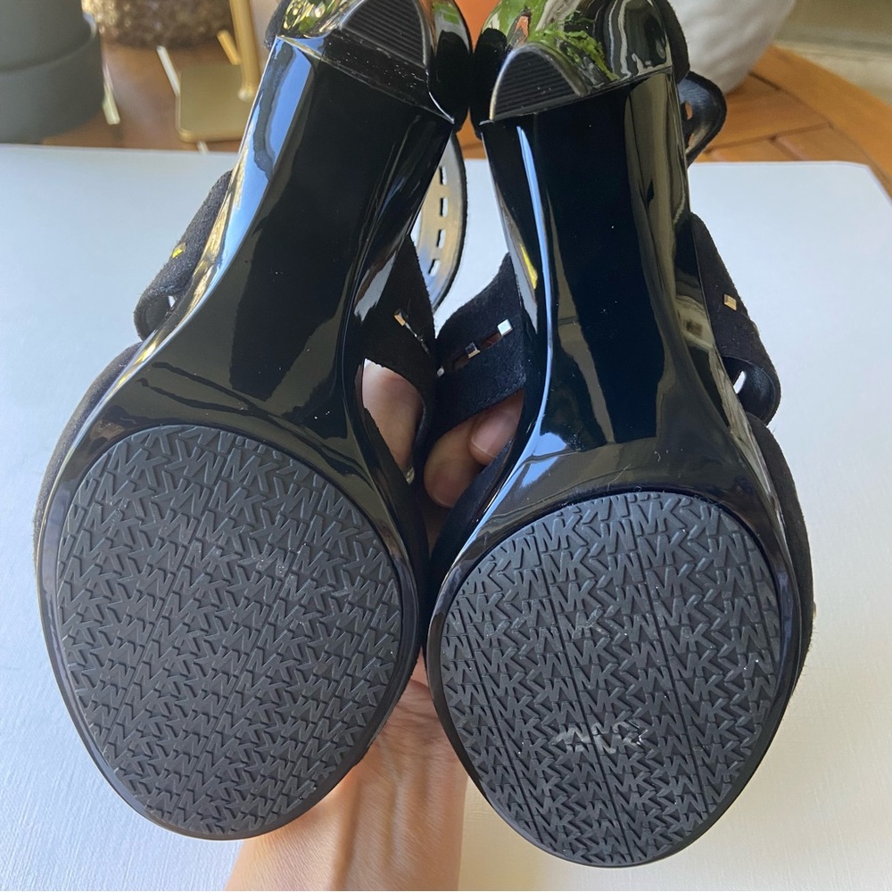 MICHAEL KORS Black Suede Studded Strappy Heels 6.5 NEW - Picture 6 of 6